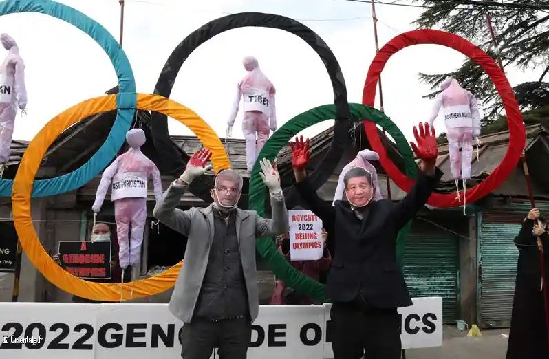 Des militants appellent au boycott des jeux olympiques d'hiver de Pekin Des militants appellent au boycott des jeux olympiques d'hiver de Pekin