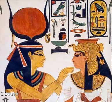 Hathor, personnifi�e en princesse �gyptienne, ici tombe de Nefertari
