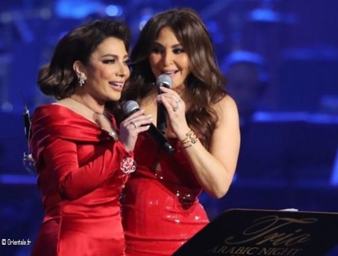 Assala Nasri et Elissa lors du concert Trio Arabic Nights Assala Nasri et Elissa lors du concert Trio Arabic Nights
